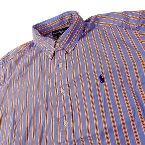 Ralph Lauren Mens Classic Fit Vintage Striped Long Sleeve Button Up Shirt XL - Picture 1 of 6
